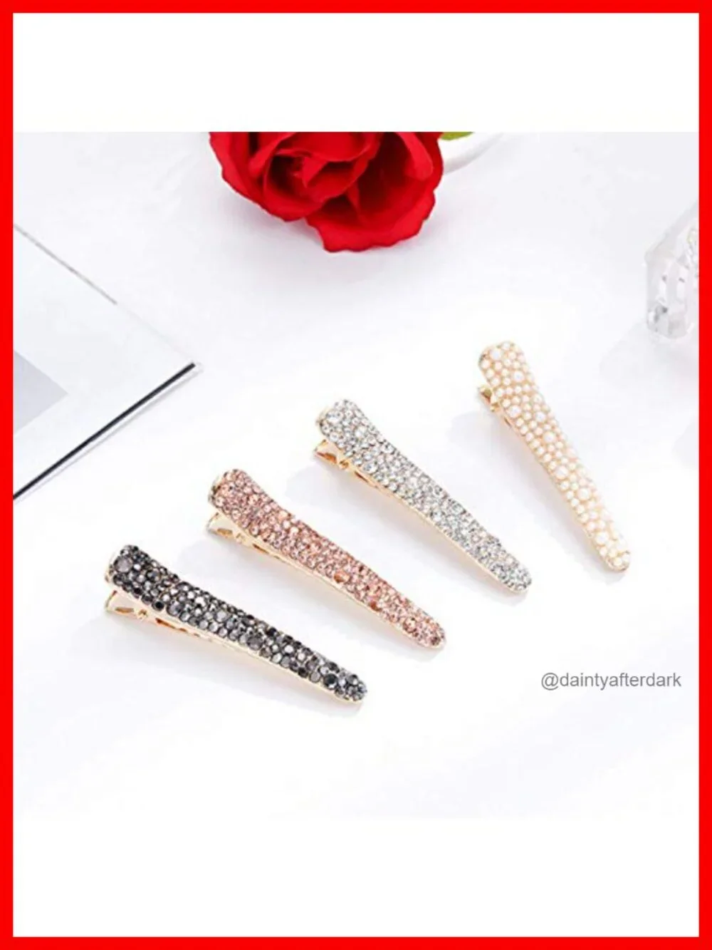 12 Rhinestone Alligator Hair Clips Duckbill Hairpins Alloy